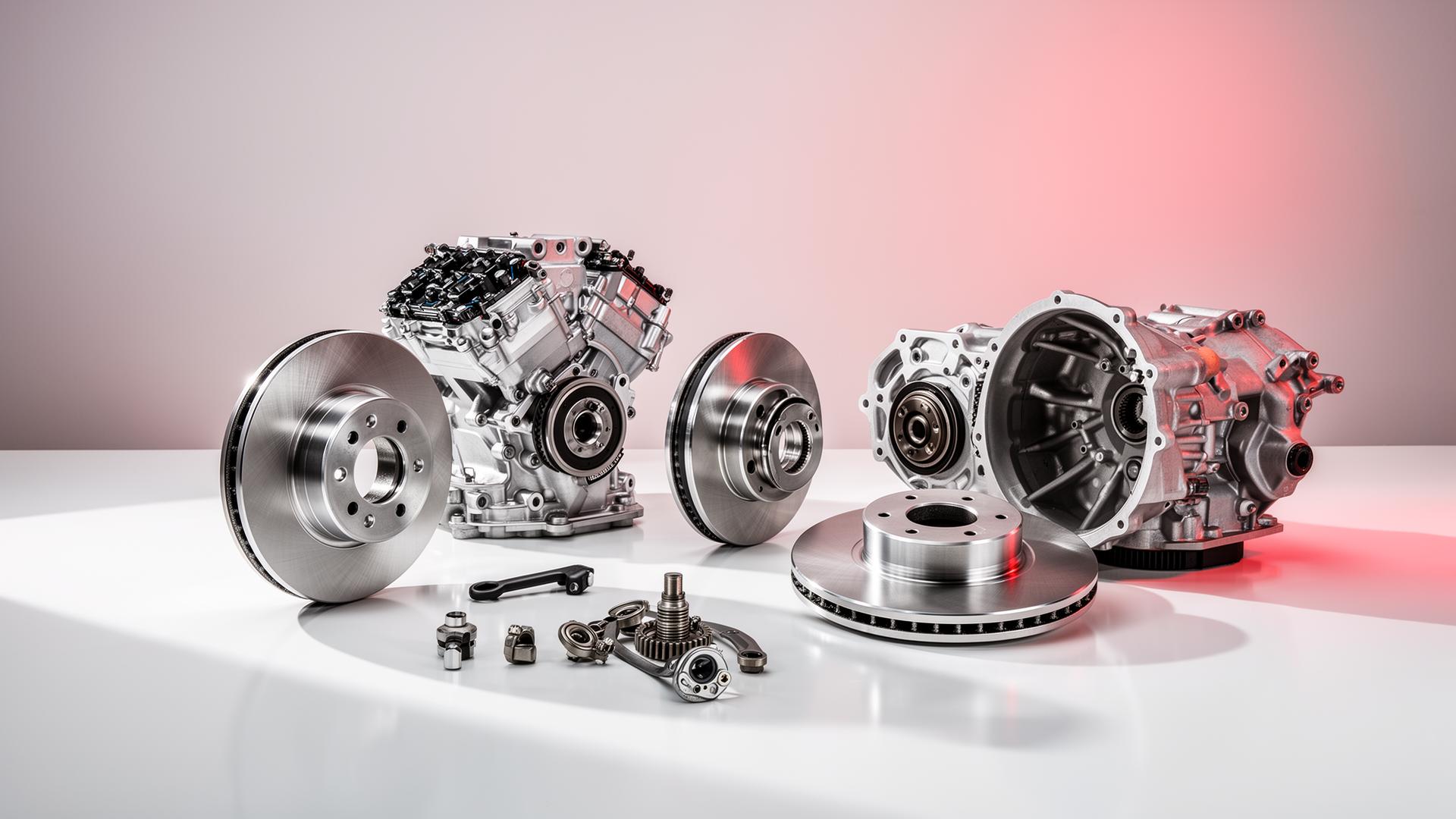 Original-Ersatzteile: Motor, Bremsscheiben und Getriebe im Showroom